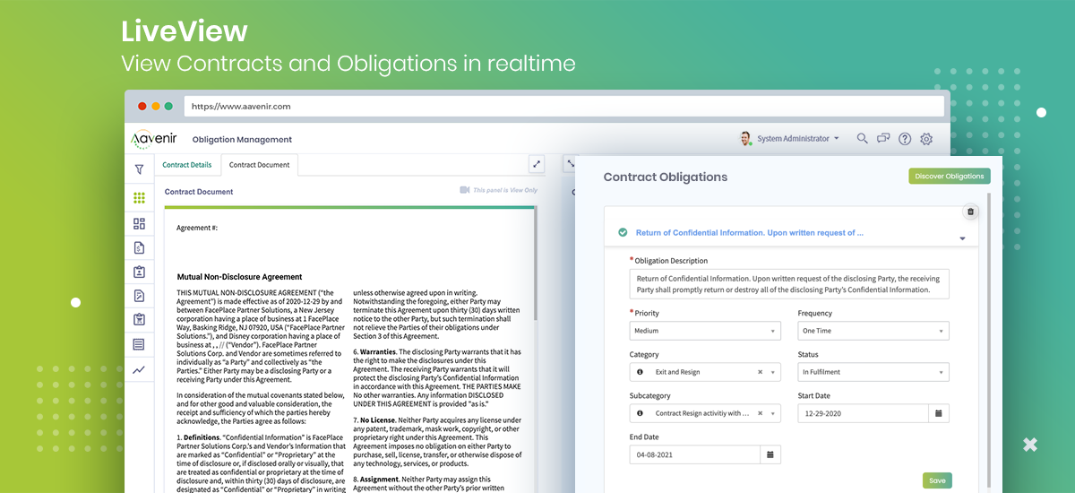 screenshot of Aavenir Obligationflow